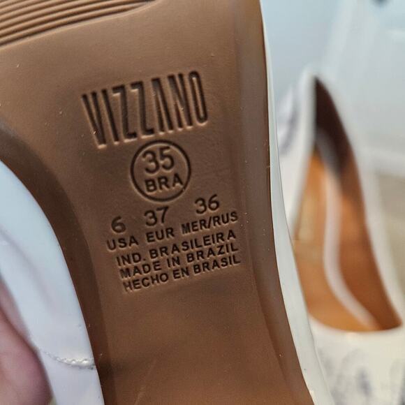 Vizzano Heels Womens Size 6 White Black Paint Splatter Pointed Toe Classy Career - Picture 8 of 8